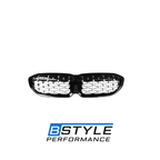 BMW 3 Series G20 G28 Diamond Style Front Kidney Grille - ABS Gloss Black
