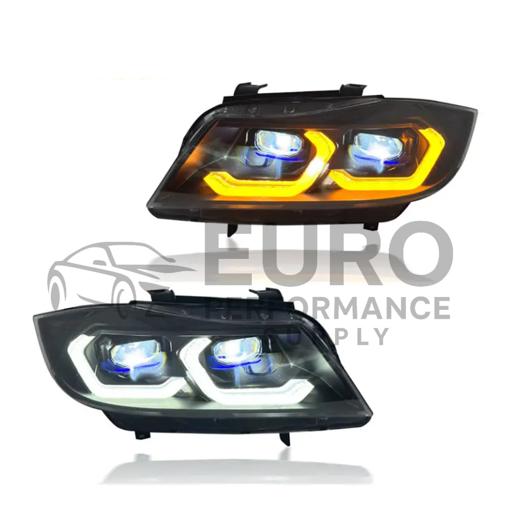 BMW 3 Series E90 E91 Dual-Color Front Laser Headlights (2005-2012) | White & Yellow DRL