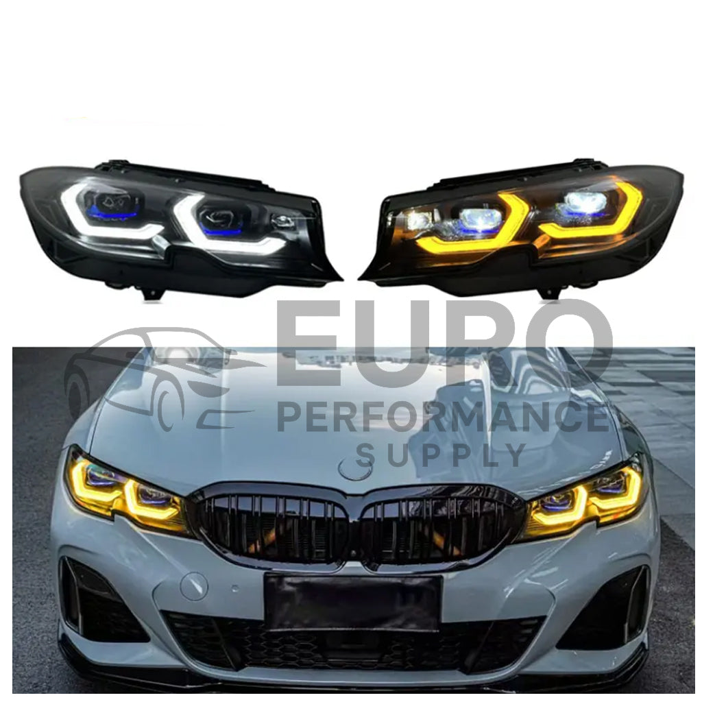 BMW 3 Series G20 2019-2022 Laser Style Headlights Dual Color White - Yellow Drl