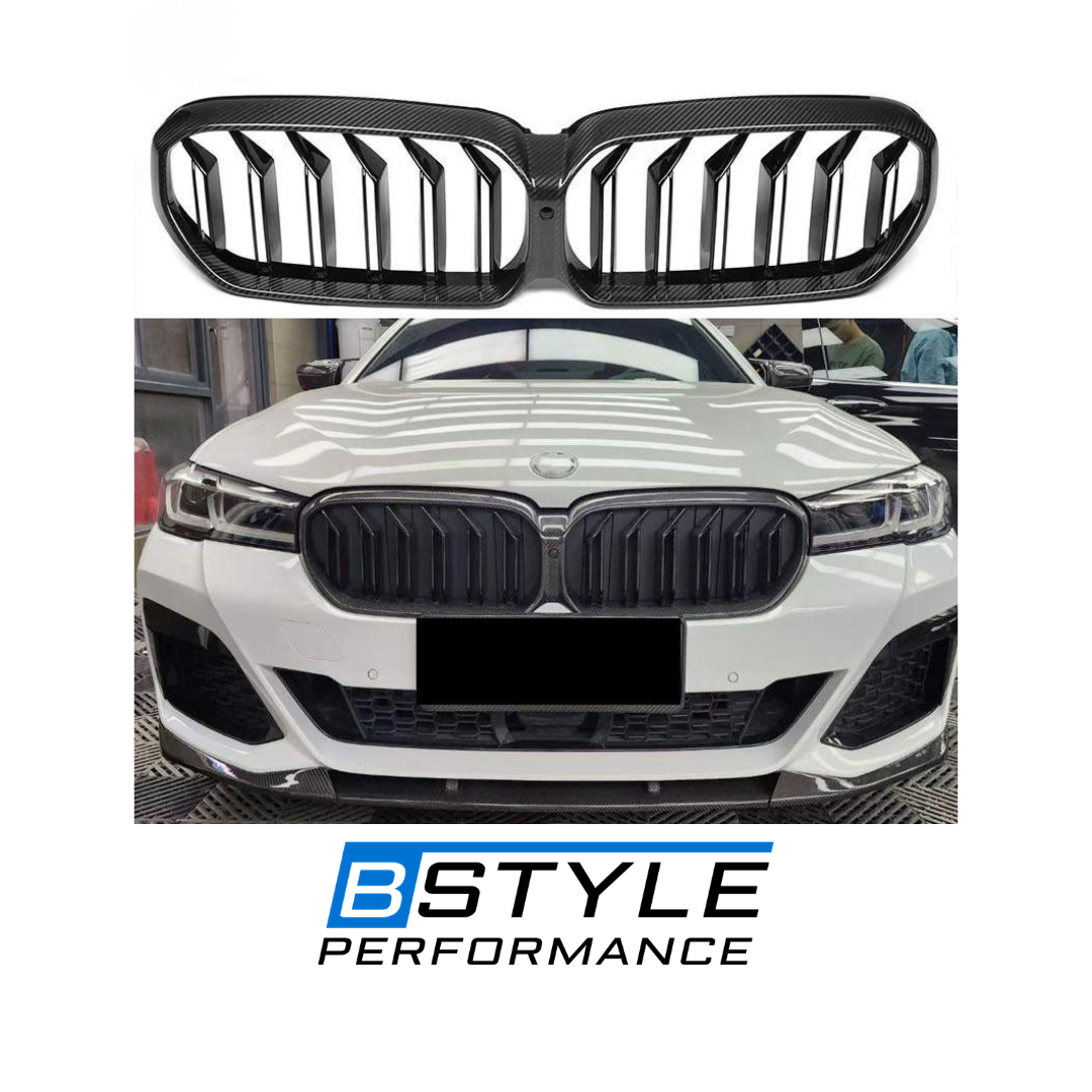 G30 F90 M5 LCI Carbon Fiber Dual Slat Front Bumper Grille Front Grill Convversion Kit for BMW 5 Series G30 M5 F90 LCI Car Parts