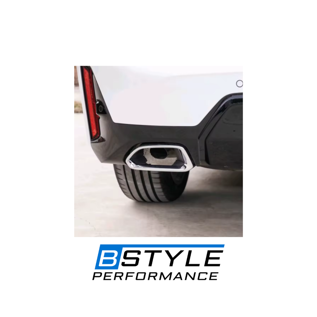 BMW 3 Series G20 G28 Square Mouth Exhaust Tips - Gloss Black & Silver