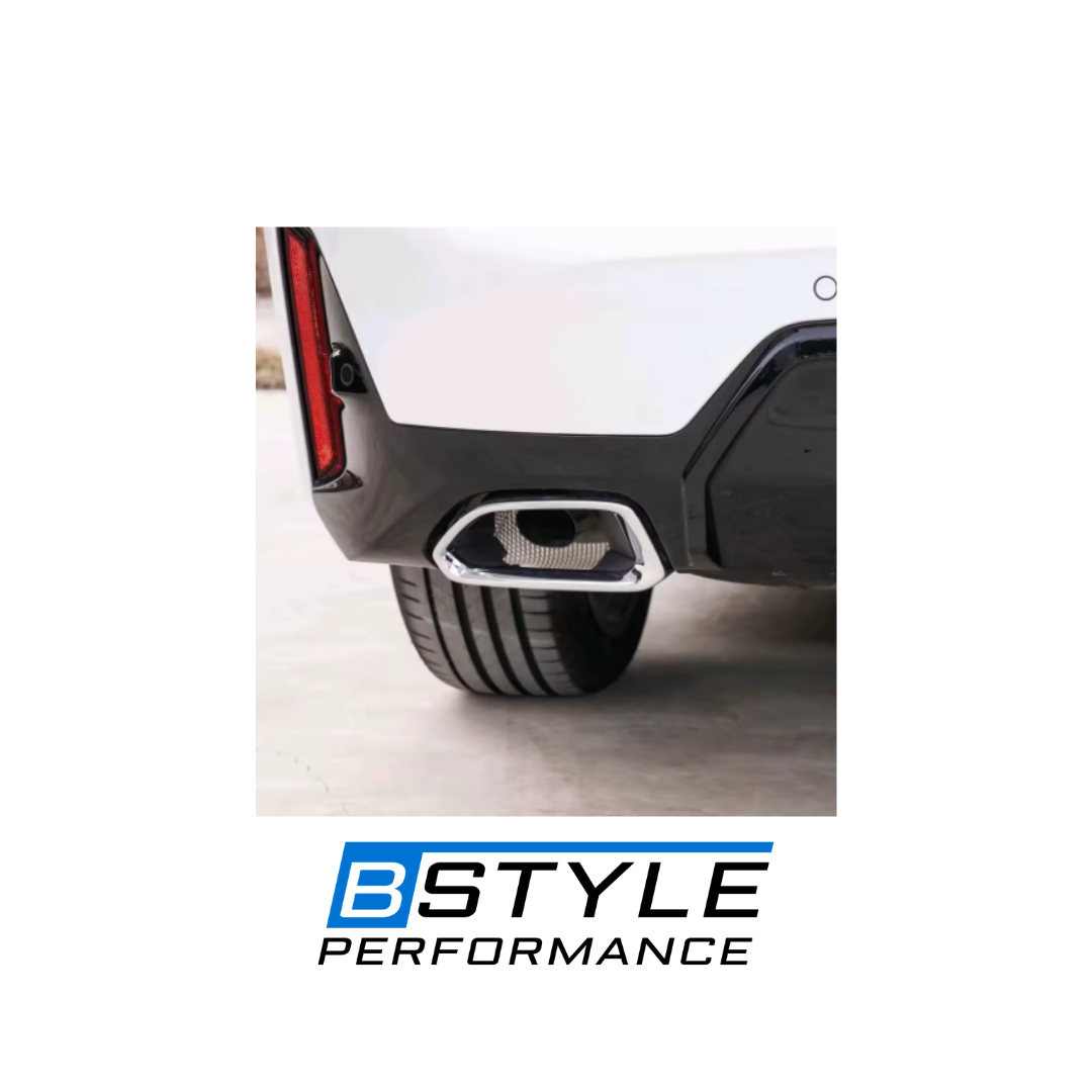 BMW 3 Series G20 G28 Square Mouth Exhaust Tips - Gloss Black & Silver