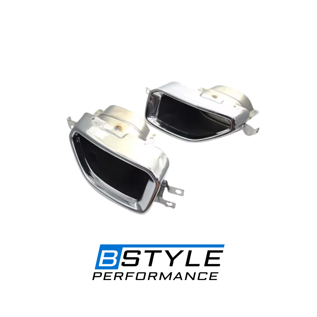 BMW 3 Series G20 G28 Square Mouth Exhaust Tips - Gloss Black & Silver