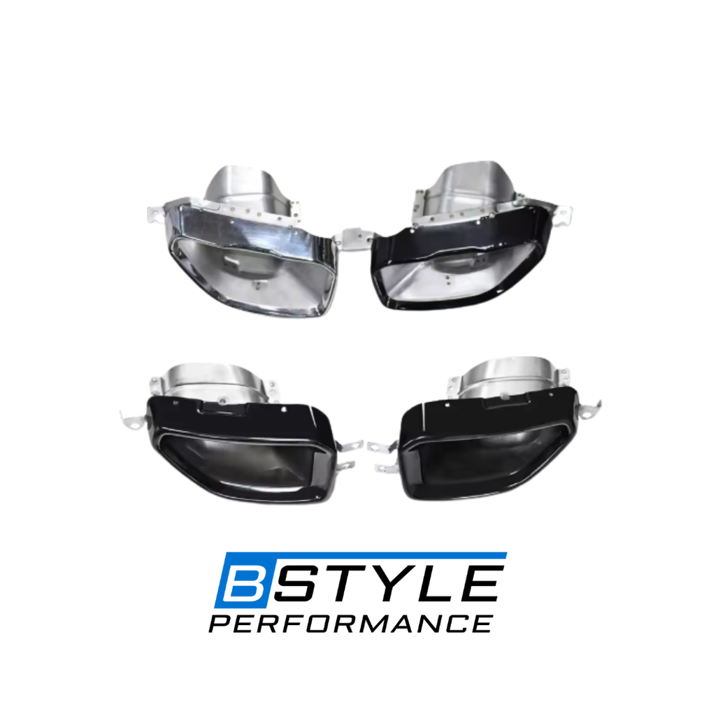 BMW 3 Series G20 G28 Square Mouth Exhaust Tips - Gloss Black & Silver