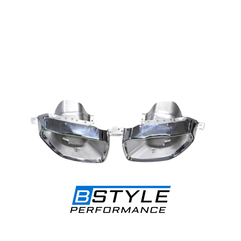 BMW 3 Series G20 G28 Square Mouth Exhaust Tips - Gloss Black & Silver