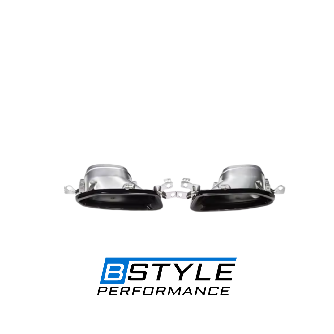 BMW 3 Series G20 G28 Square Mouth Exhaust Tips - Gloss Black & Silver