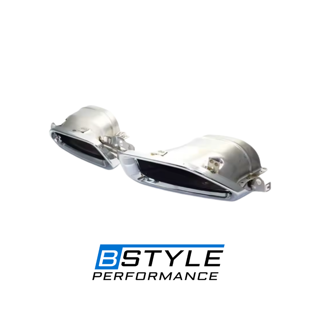 BMW 3 Series G20 G28 Square Mouth Exhaust Tips - Gloss Black & Silver