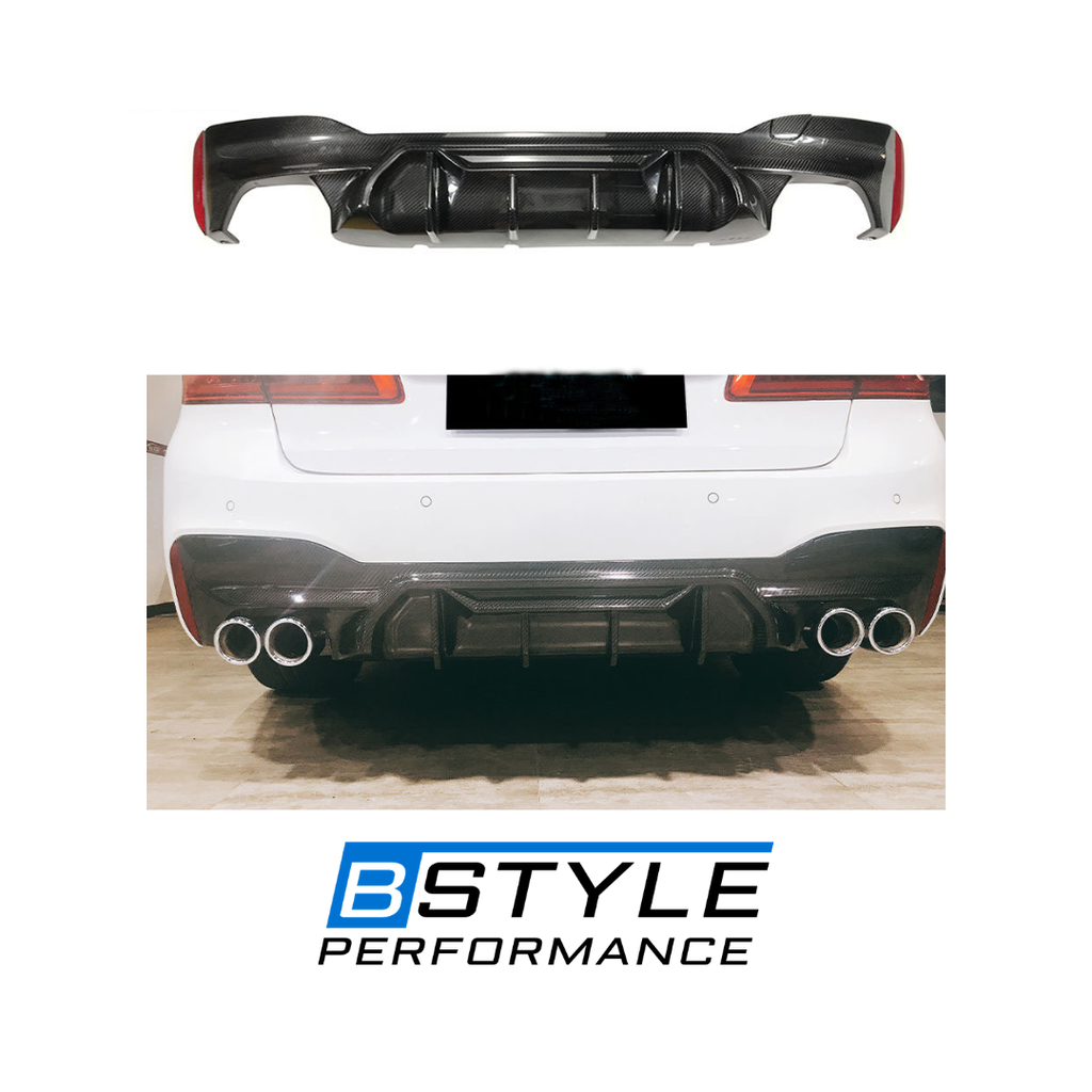 BMW 5 Series G30 & G38 Competition Style Dry Carbon Fiber Rear Bumper Diffuser