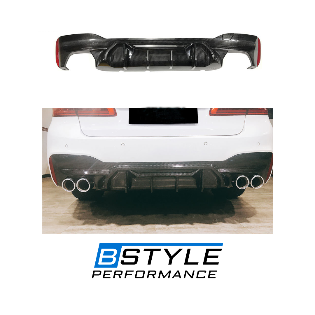 BMW 5 Series G30 & G38 Competition Style Dry Carbon Fiber Rear Bumper Diffuser