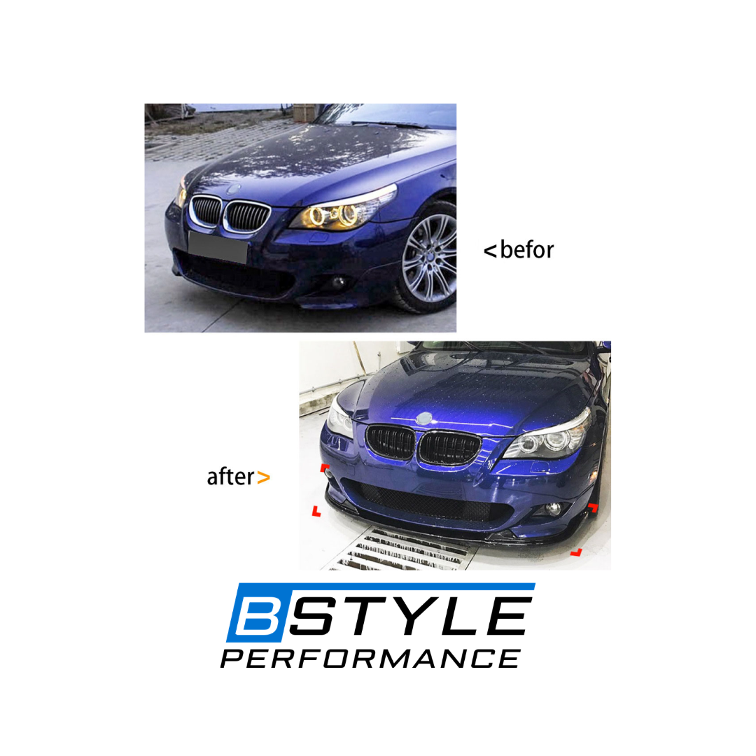BMW 5 Series E60 & E61 Glossy Black Front Bumper Splitter Conversion Kit