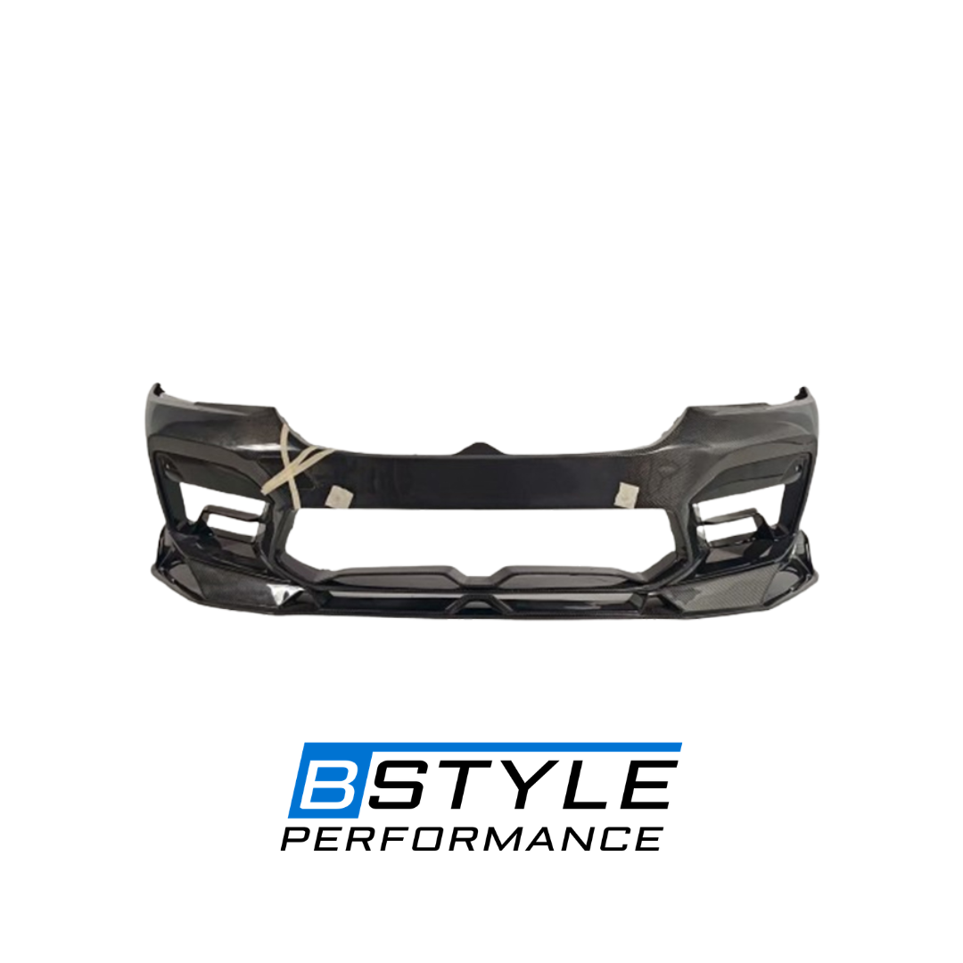 For BMW M5 F90 LCI Carbon Fiber Front Bumper Lip Set, Direct Replacement, Triple Combo Design, Perfect Fit 2018-2024