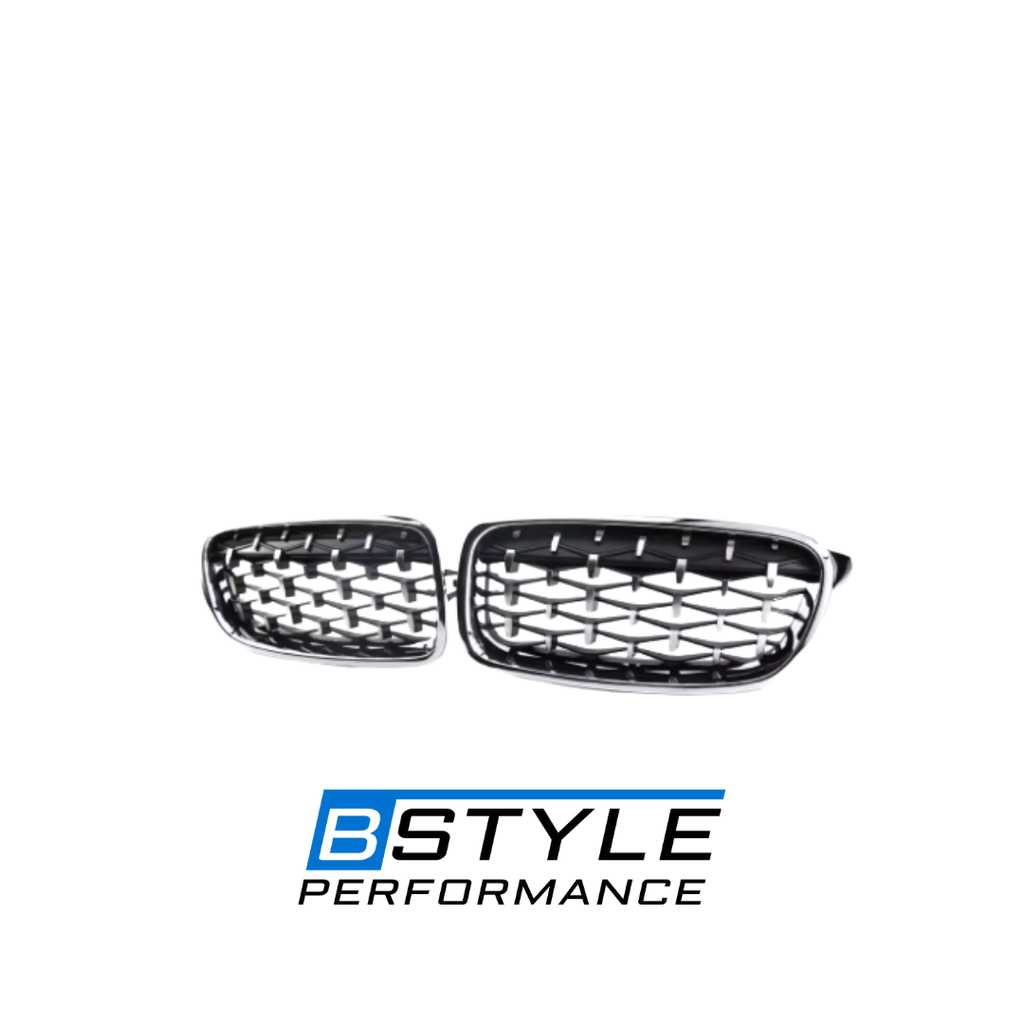 BMW 3 Series F30 F31 Diamond Style Front Bumper Grille – Gloss Black / Chrome