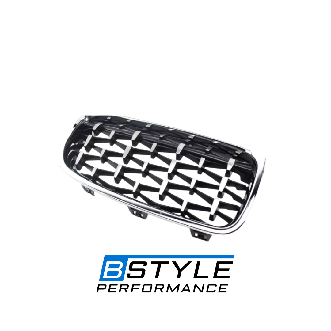 BMW 3 Series F30 F31 Diamond Style Front Bumper Grille – Gloss Black / Chrome