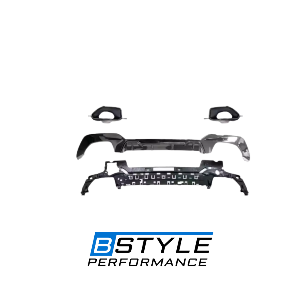 BMW 3 Series G20 G28 340i Style Gloss Black Rear Diffuser & Exhaust Tips Set