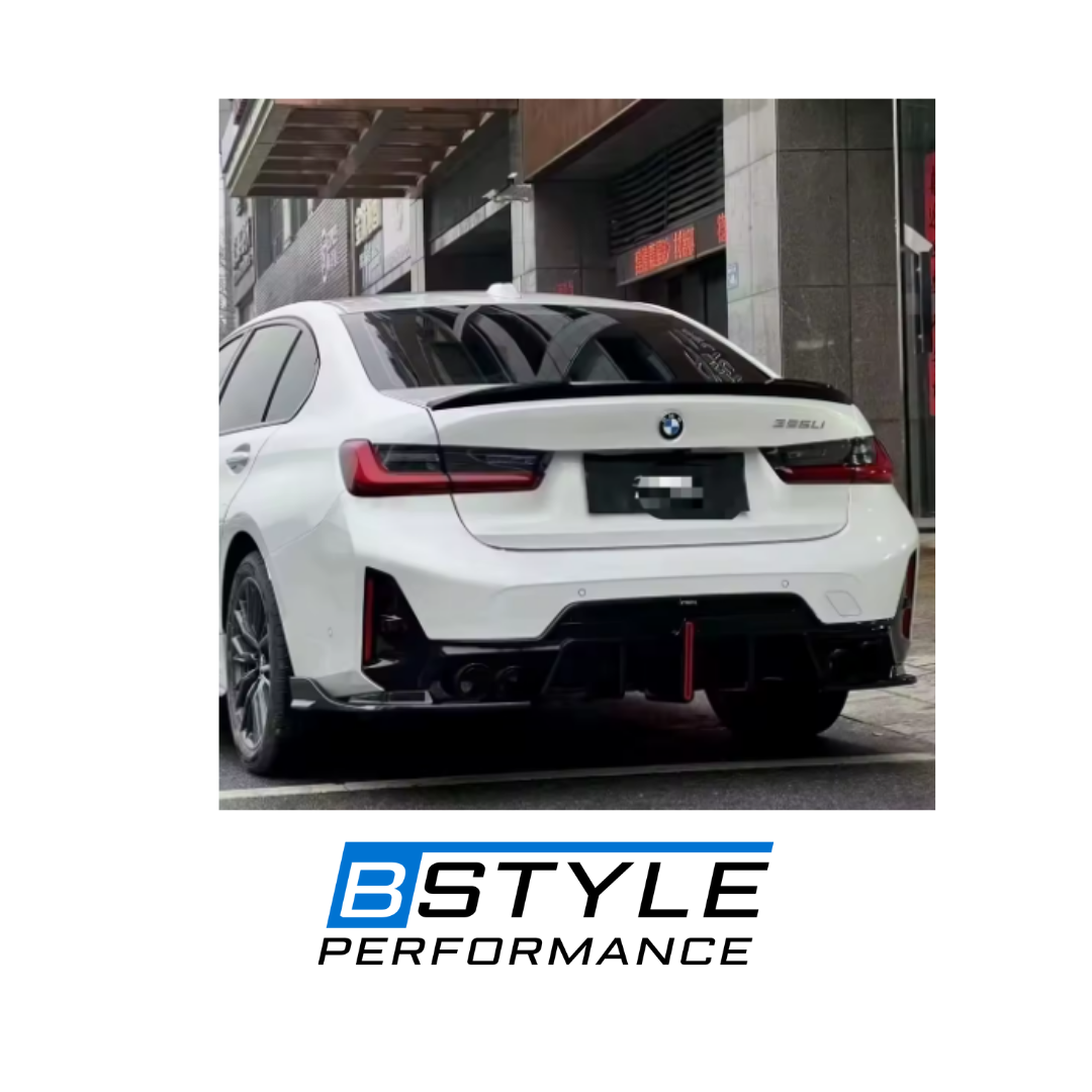 BMW 3 Series G20 LCI Gloss Black Rear Bumper Diffuser with Integrated LED Brake Light
