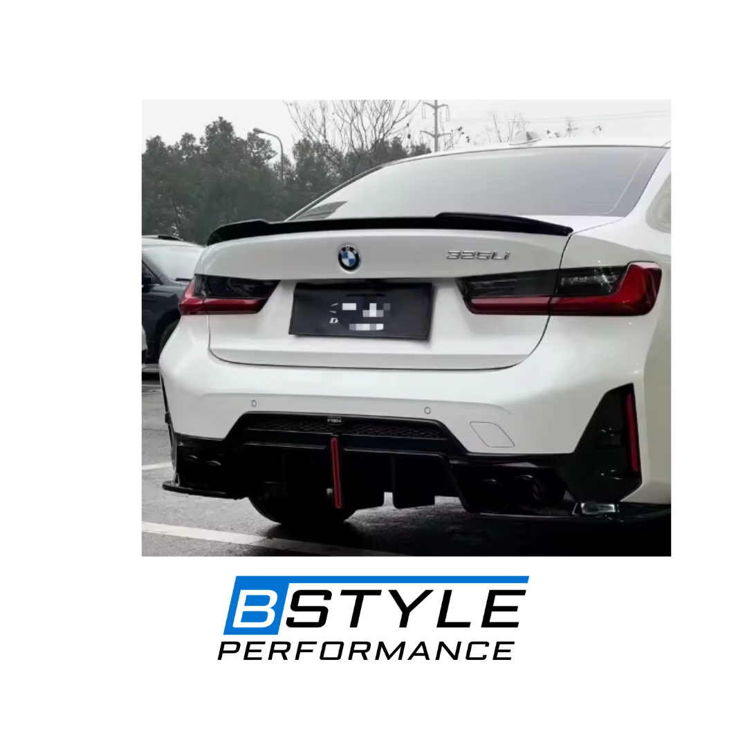 BMW 3 Series G20 LCI Gloss Black Rear Bumper Diffuser with Integrated LED Brake Light