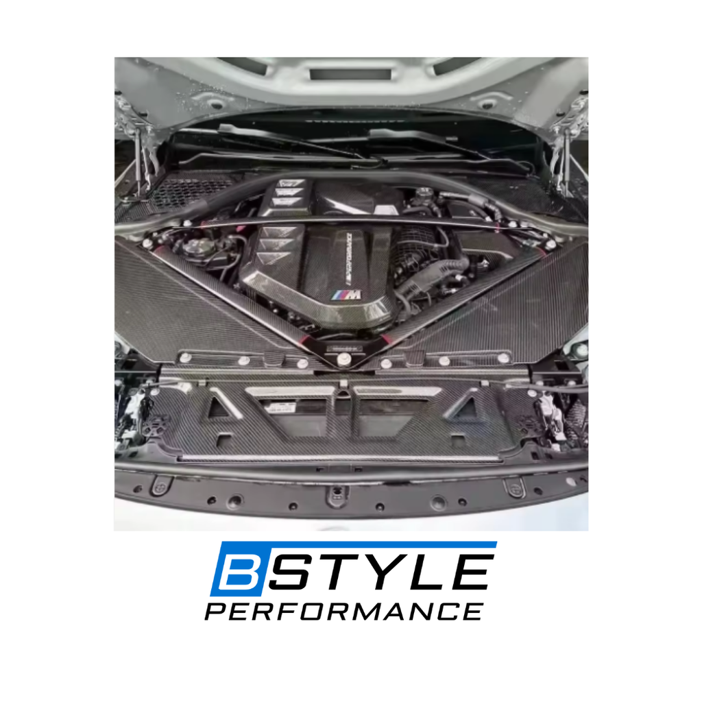 BMW G80 M3 G82 G83 M4 G87 M2 Dry Carbon Fiber Engine Brace & Water Tank Cover Set