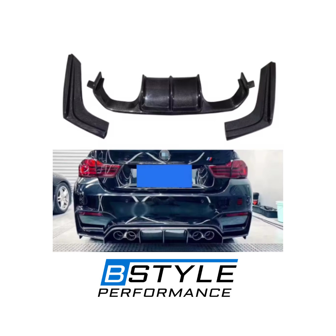 BMW M3 F80 M4 F82 F83 V-Style 3-Piece Carbon Fiber Rear Diffuser Set