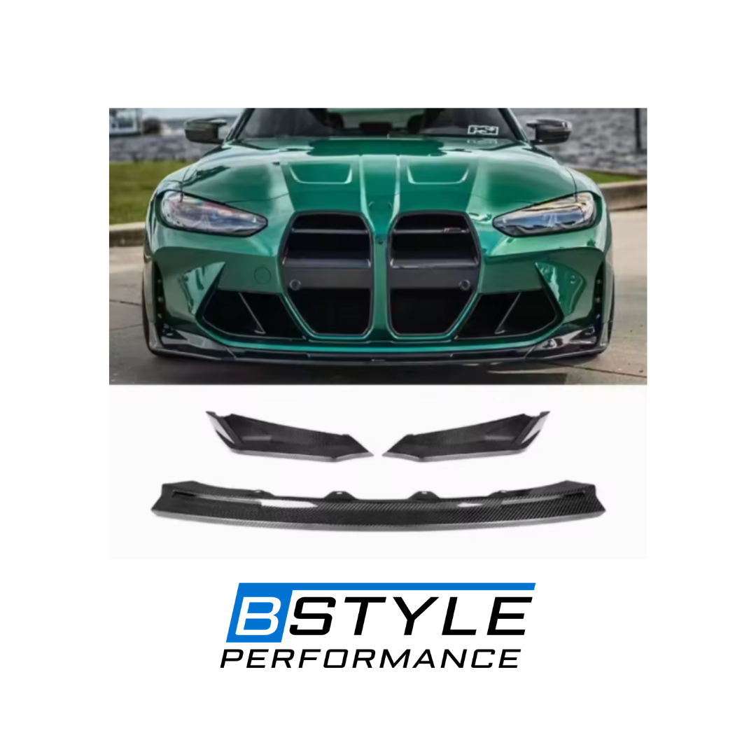 BMW M3 G80 M4 G82 V-Style Dry Carbon Fiber Front Bumper Lip & Splitters