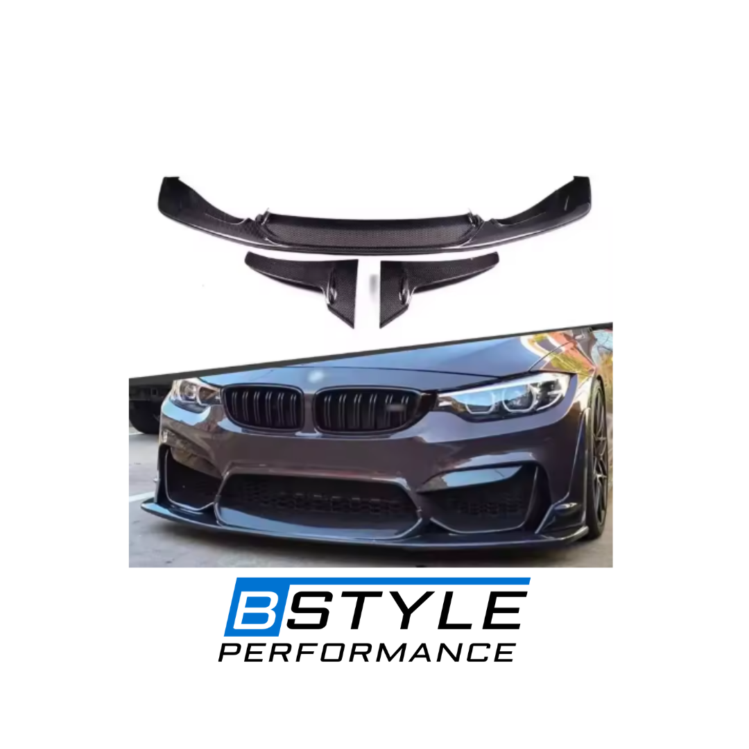 BMW M3 F80 M4 F82 Wet Carbon Fiber Front Bumper Lip & Corner Guards Set