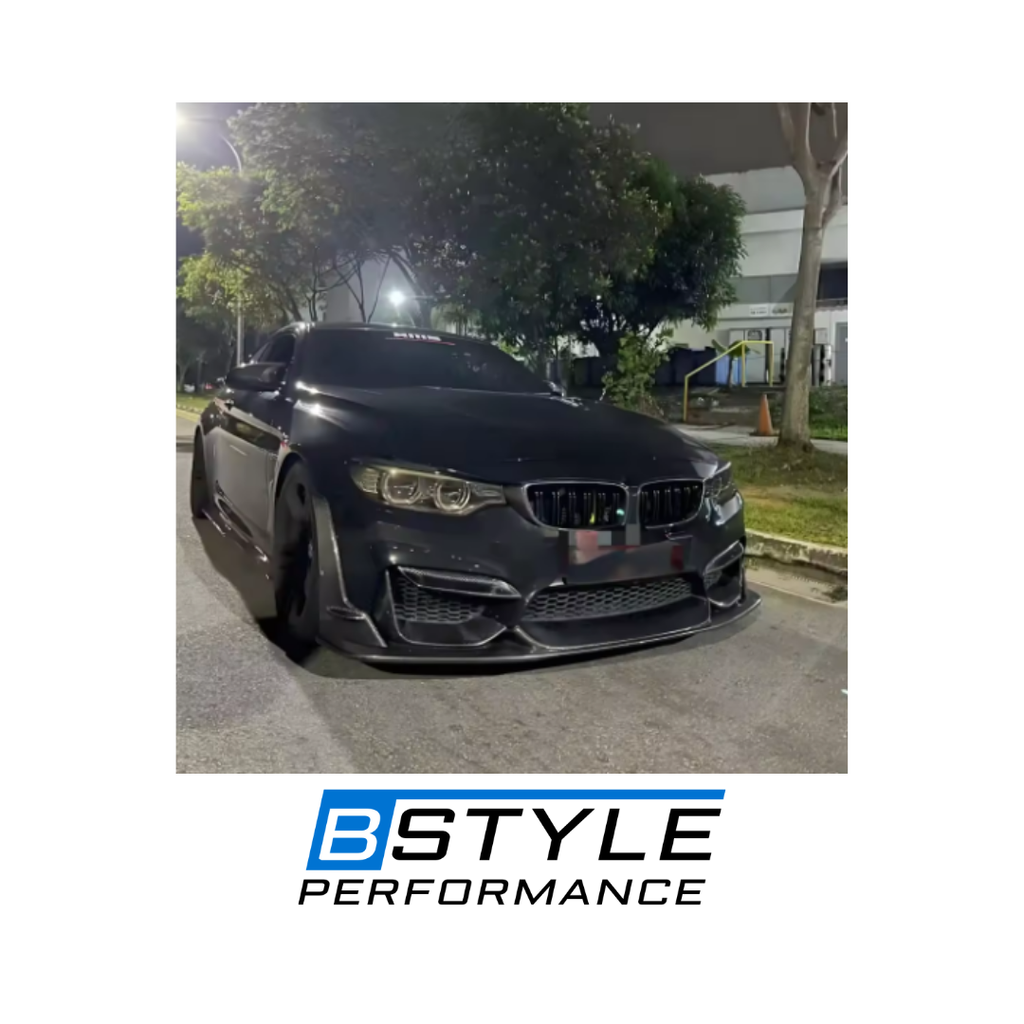 BMW M3 F80 M4 F82 Wet Carbon Fiber Front Bumper Lip & Corner Guards Set