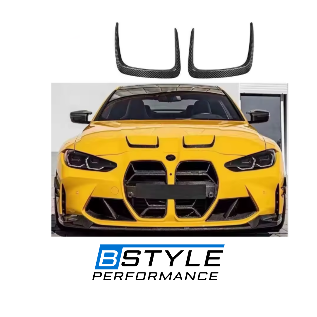 BMW G80 M3 / G82 M4 Dry Carbon Fiber Front Engine Air Vent Trims for Hood