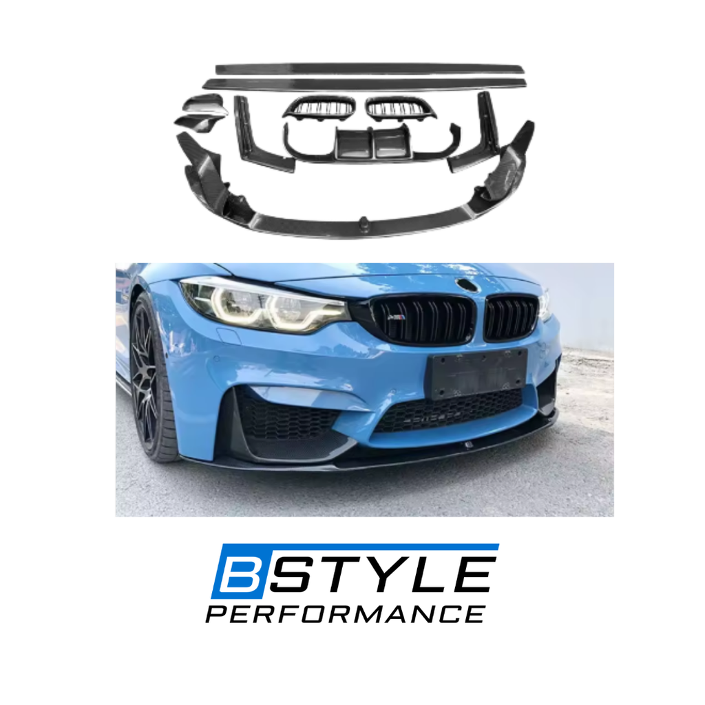 BMW F80 M3 F82 M4 Full Carbon Fiber Aero Conversion Kit (Front Lip, Diffuser, Skirts, Grille)