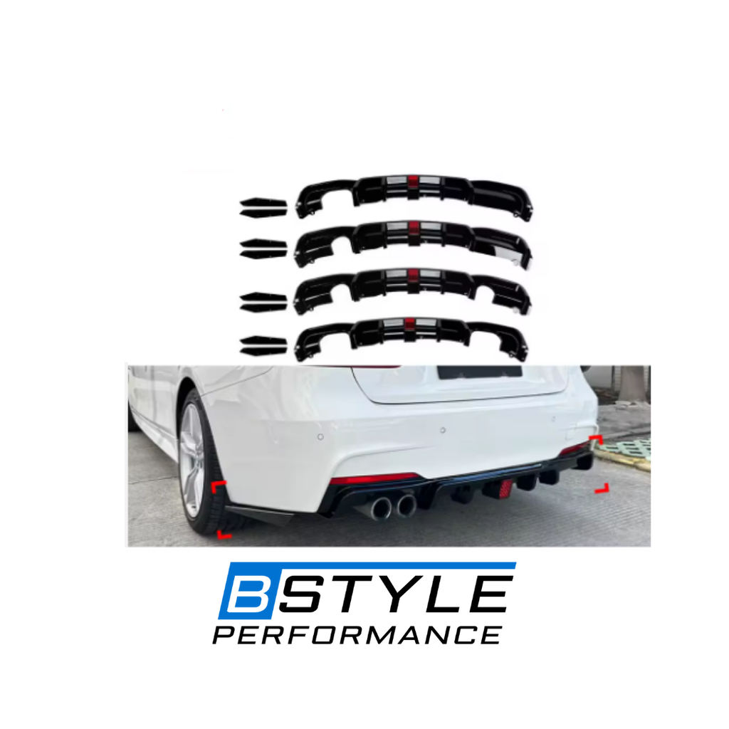 BMW 3 Series F30 Rear Bumper Diffuser Conversion Kit with F1 Light