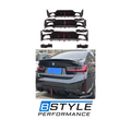 Gloss Black Rear Bumper Diffuser With LED Light for BMW G20 LCI Exercise