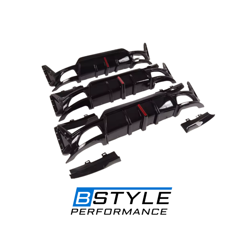 Gloss Black Rear Bumper Diffuser With LED Light for BMW G20 LCI Exercise