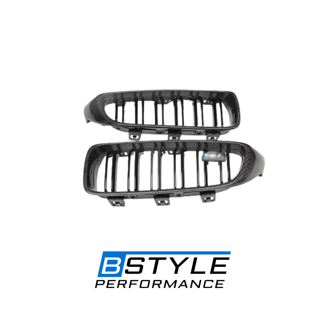 BMW F80 M3 F82 F83 M4 Real Carbon Fiber Dual Slat Front Kidney Grilles