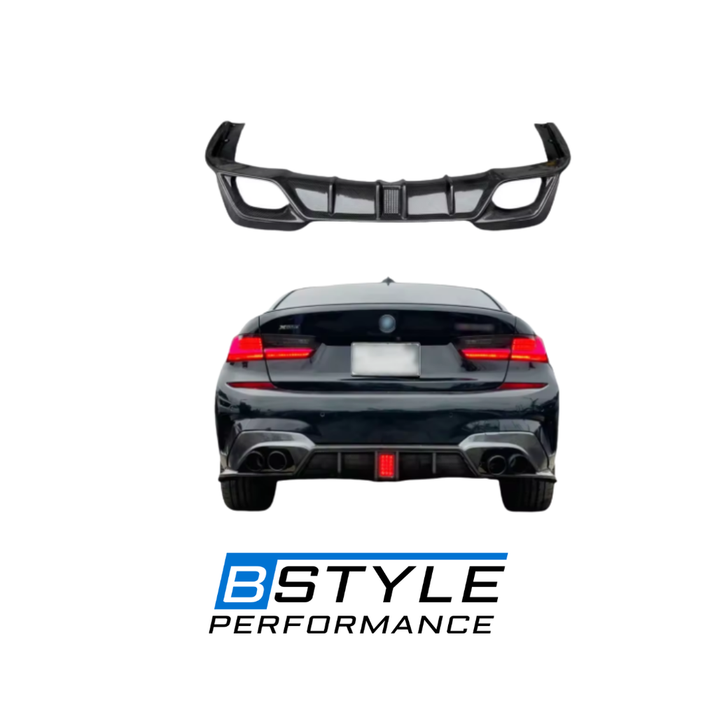 BMW 3 Series G20 G28 Pre-LCI Carbon Fiber Rear Bumper Diffuser F1 Light