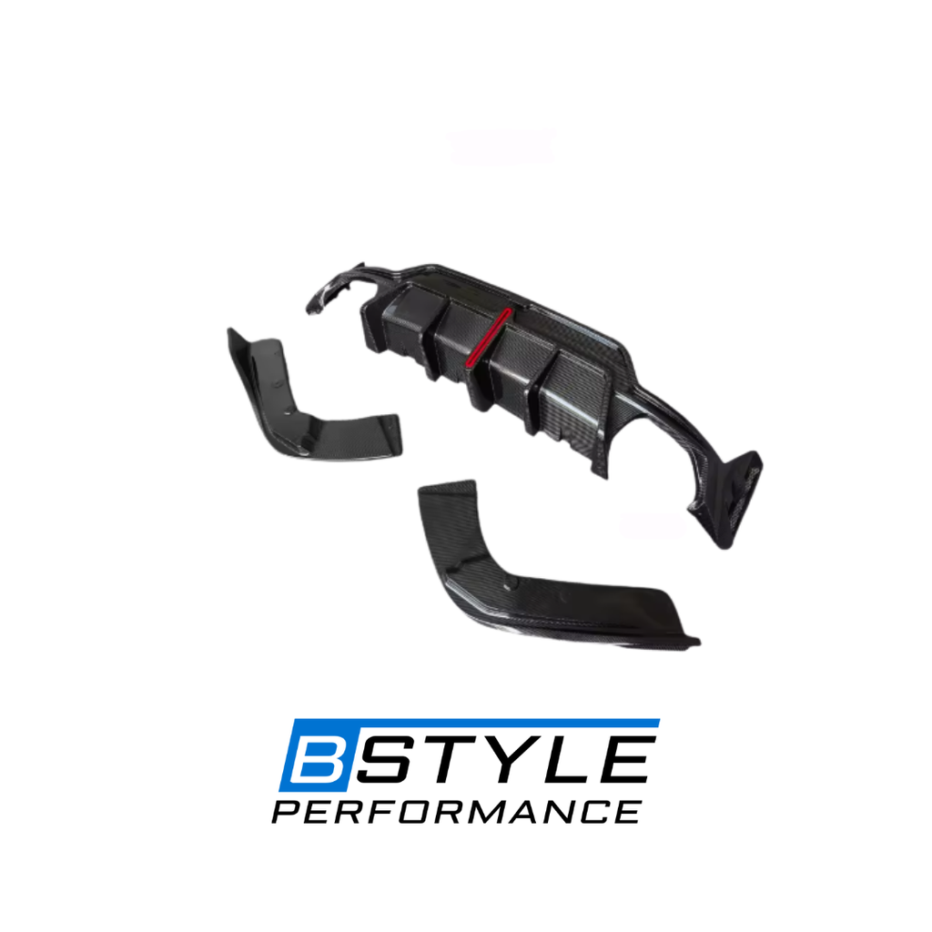 BMW 3 Series G20 G28 LCI Carbon Fiber Rear Bumper Diffuser with F1 LED