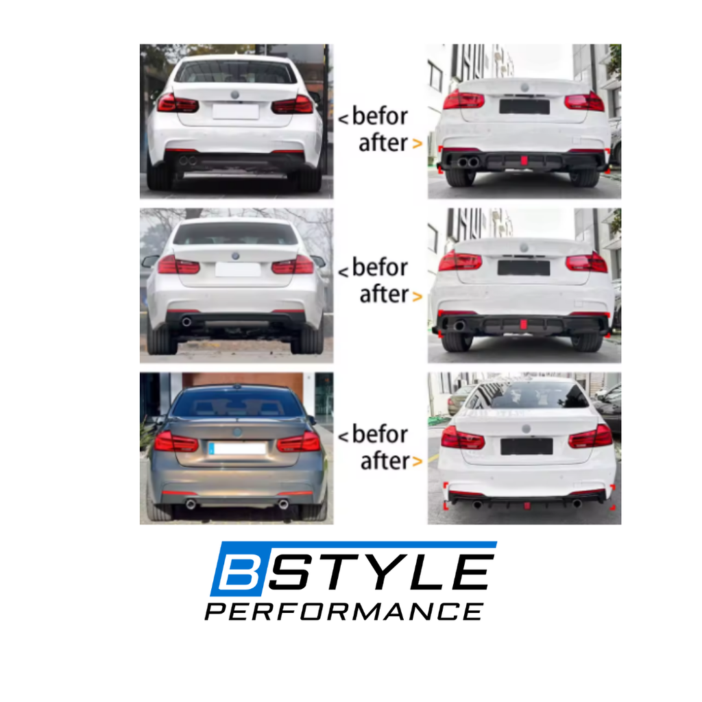 BMW 3 Series F30 Rear Bumper Diffuser Conversion Kit with F1 Light