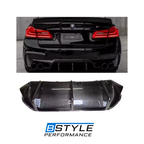 BMW F90 M5 V Style Big Fin Dry Carbon Fiber Rear Bumper Diffuser