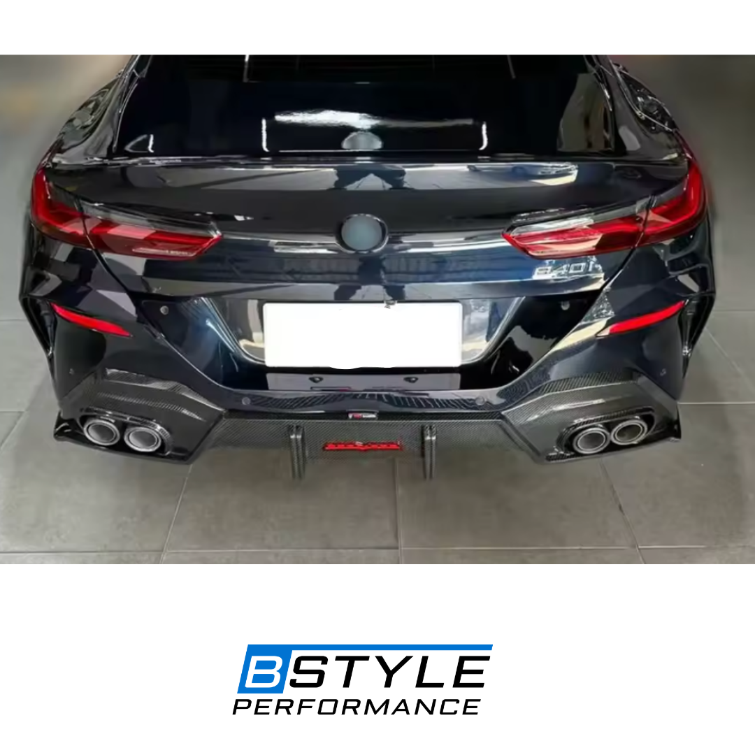 BMW 8 Series G14 / G15 / G16 M Sport Carbon Fiber Front Lip Splitter & LED Rear Diffuser
