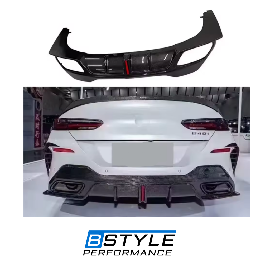 BMW 8 Series G14 G15 G16 Carbon Fiber Rear Diffuser F1 Light