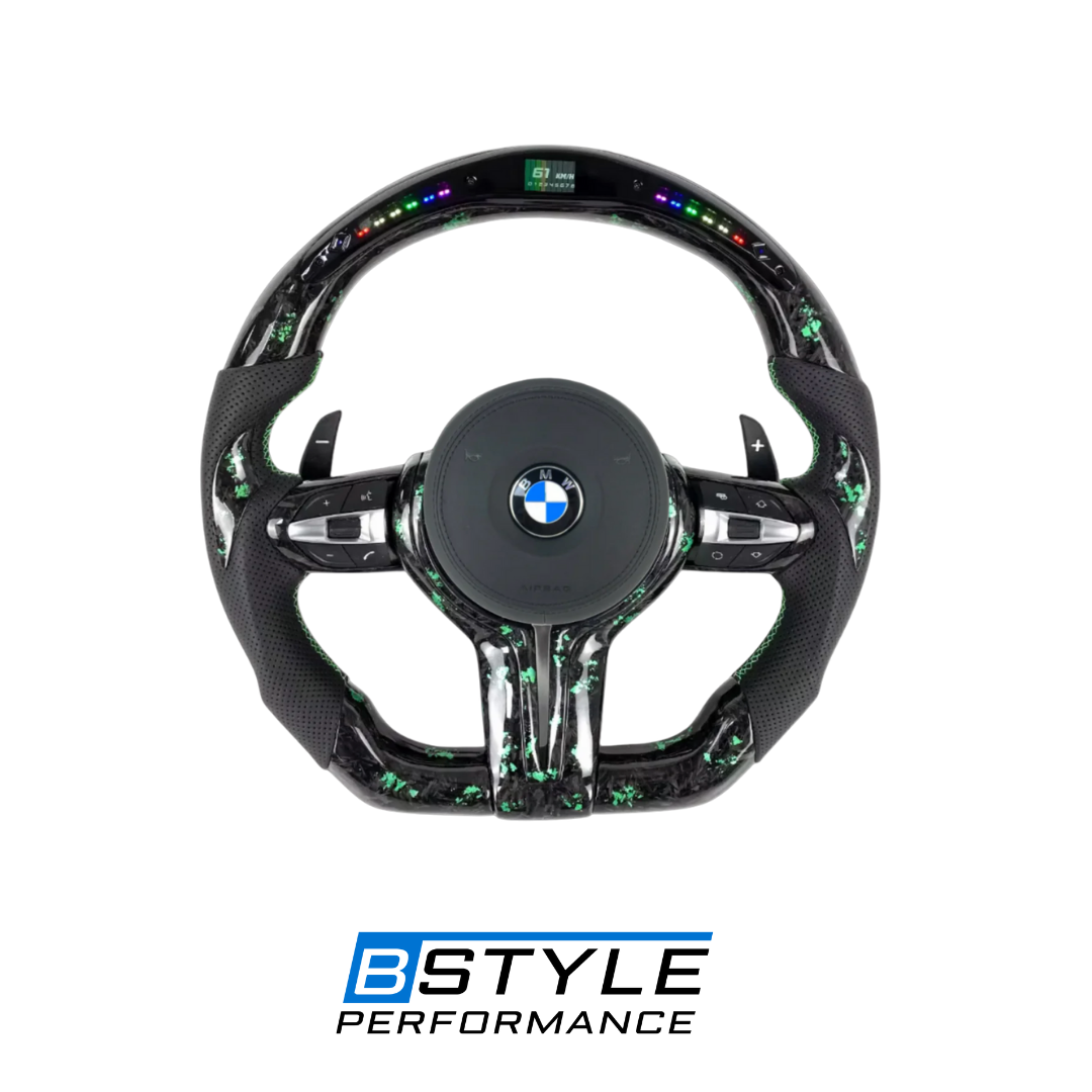 LED Forged Carbon Fiber Steering Wheel Leather F-Series