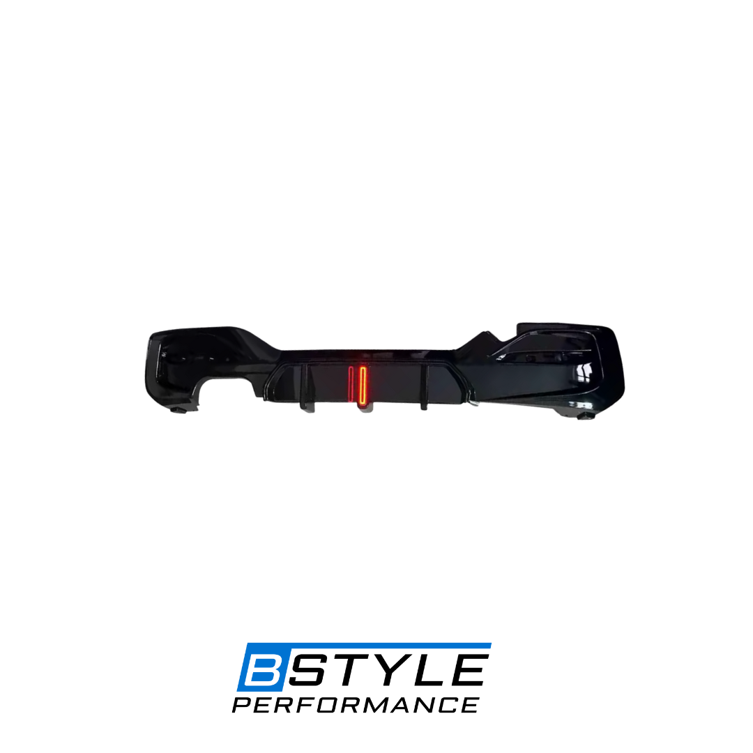 BMW 1 Series F20 LCI M Sport MP Style Gloss Black Rear Diffuser with LED Light 2016–2018