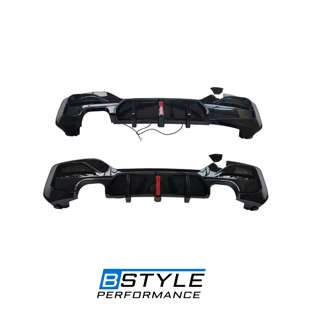 BMW 1 Series F20 LCI M Sport MP Style Gloss Black Rear Diffuser with LED Light 2016–2018